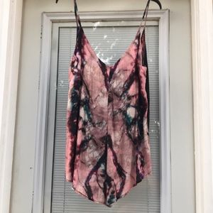 NWOT Beach Riot Pink Purple Marble Tie Dye Romper